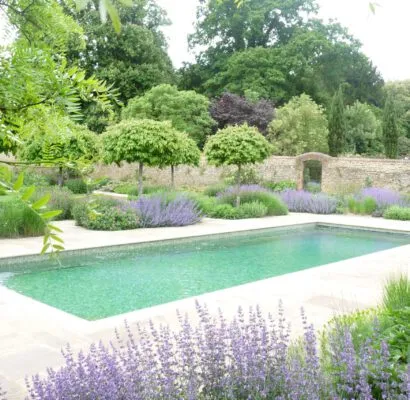 Poolcraft Ltd - Inground outside pool with soft landscaping