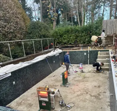 Poolcraft Ltd - Camberley case study - construction of the pool being carried out