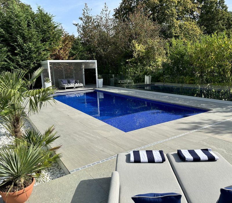 Poolcraft Ltd - Luxury outside pool with Kandla Grey Moderno Porcelain Tile Surround